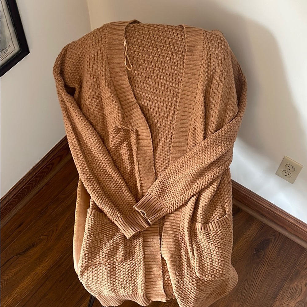 Max Studio Tan Shawl Collar Cardigan